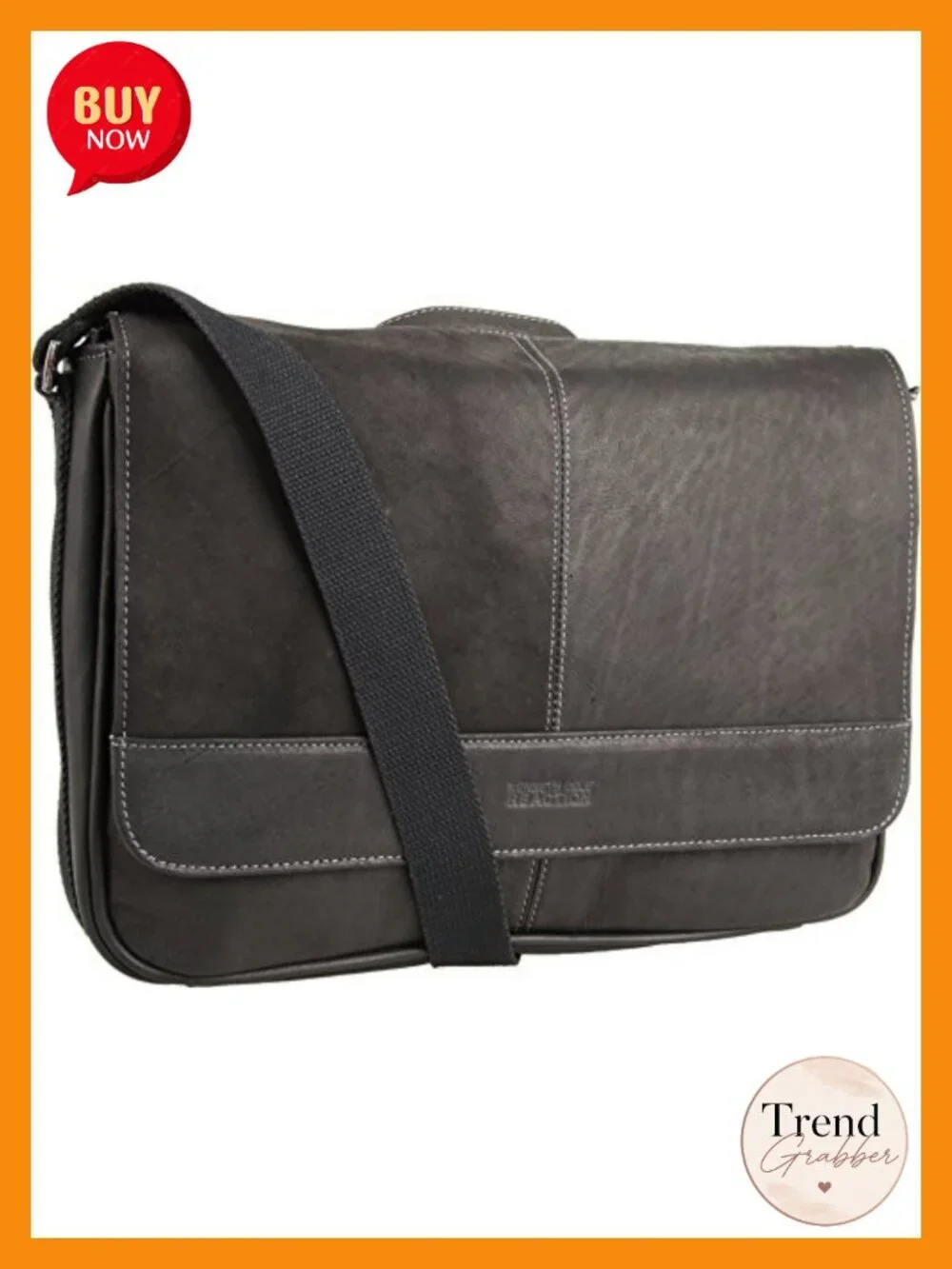 Full-Grain Leather Laptop Messenger Bag for 15.6-Inch Laptop
